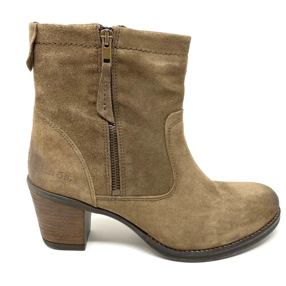 Taos Shaka Taupe Suede Zip Ankle Boots